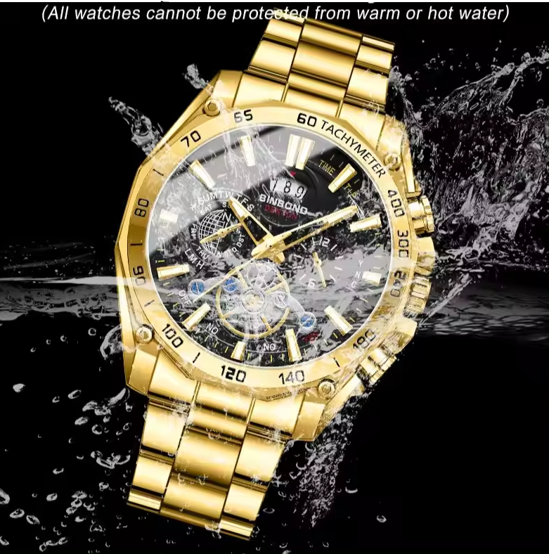 Gold Men's Fashion Watch | Waterproof Automatic Luxury Watch