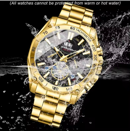 Gold Men's Fashion Watch | Waterproof Automatic Luxury Watch